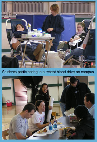 Students participating in a recent blood drive on campus.