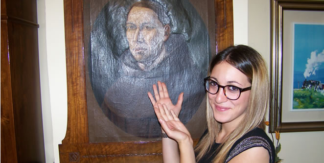 Pictured: Flavia with portrait of Panfilo