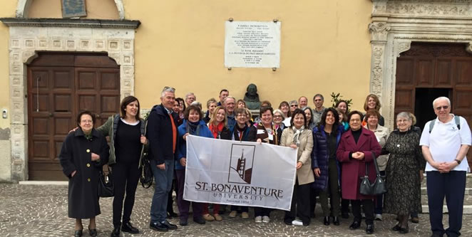 Pictured: Pilgrims gather in Magliano