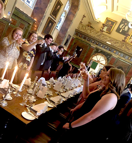St. Bonaventure University students raise their glasses in a toast at Oxford
