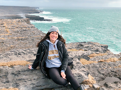 Study abroad student Casey Wolfe on the coast of Galway, Ireland