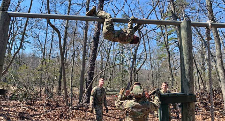 ROTC cadets on obstacle course