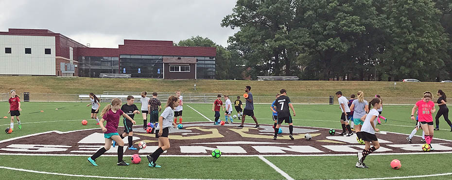 Children at a soccer camp