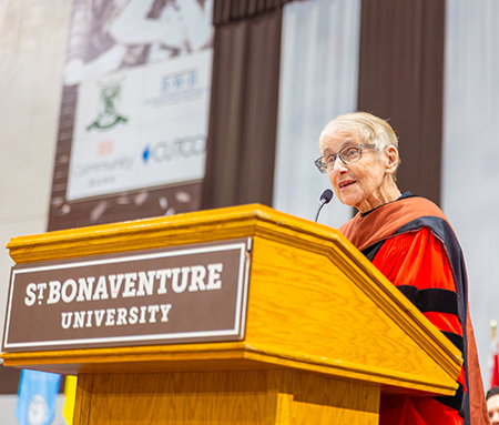 Sr. Margaret Carney speaks at graduation