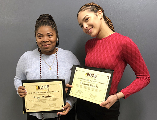 Two students with EDGE certificates