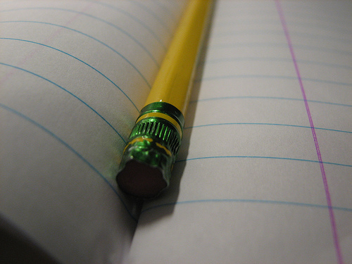 pencil, composition book; by dreamingyakker, on flickr