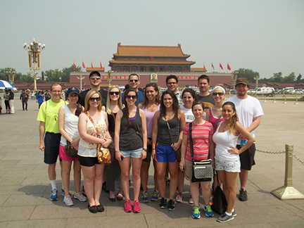 China Studies students outside an ancient pagoda