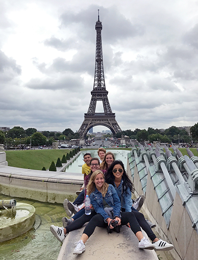 eifel-tower Students outside the Eiffel Tower in Paris