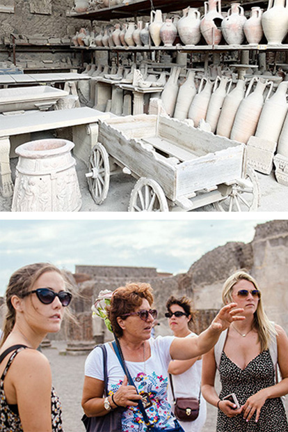 Students touring Pompeii