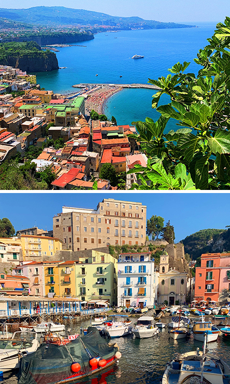 Two photos of the scenic Sorrento coastline