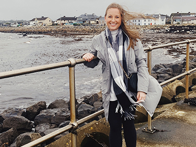Study abroad student Abbie Lee on the coast of Galway, Ireland