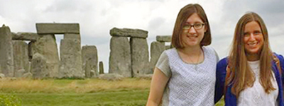 Two students at Stonehenge