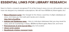 Library Research Tools Image of library research tool links