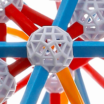 Close-up of a Zometool ball with connecting struts