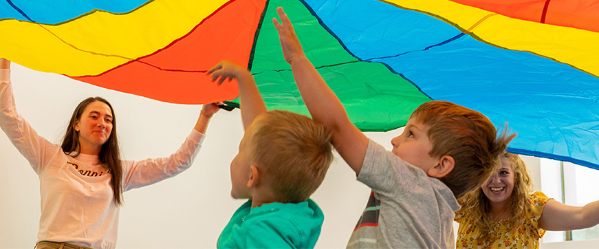 Use of parachute in occupational therapy.
