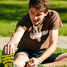 St. Bonaventure University student doing stretching exercises