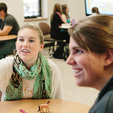 Students conferring in class