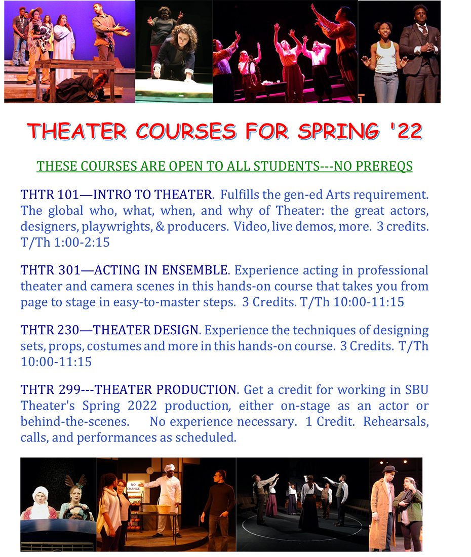 Photo depicting theater courses for spring 2022