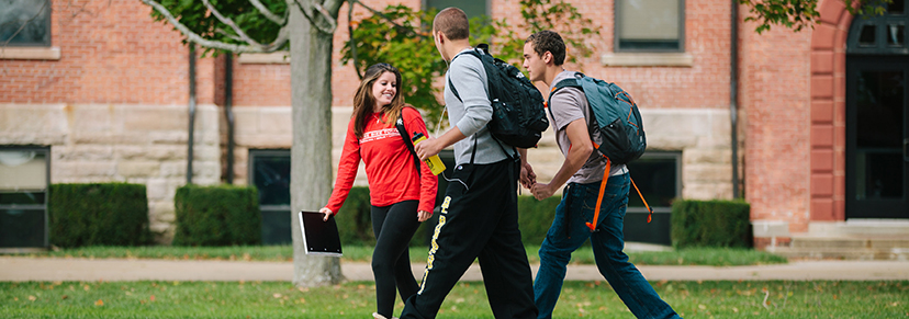 students walking on campus