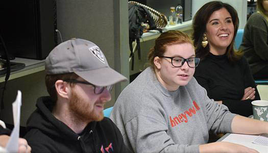 Bulszewicz with students in the Koop Lab Lab Director Anna Bulszewicz with students in the Koop Lab