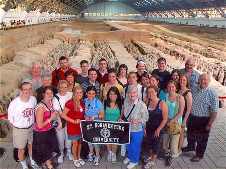 Students on a visit to the Terracotta Army excavation site in Shaanxi, China