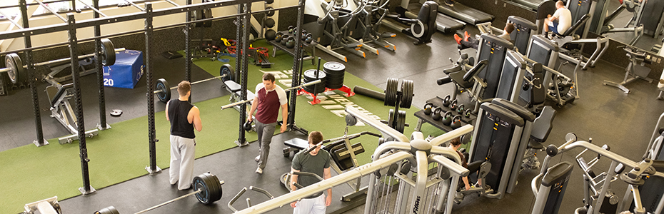 The expansive weight and cardio workout room at the Richter Center.