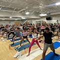Students enjoy a yoga class in the Richter Center.