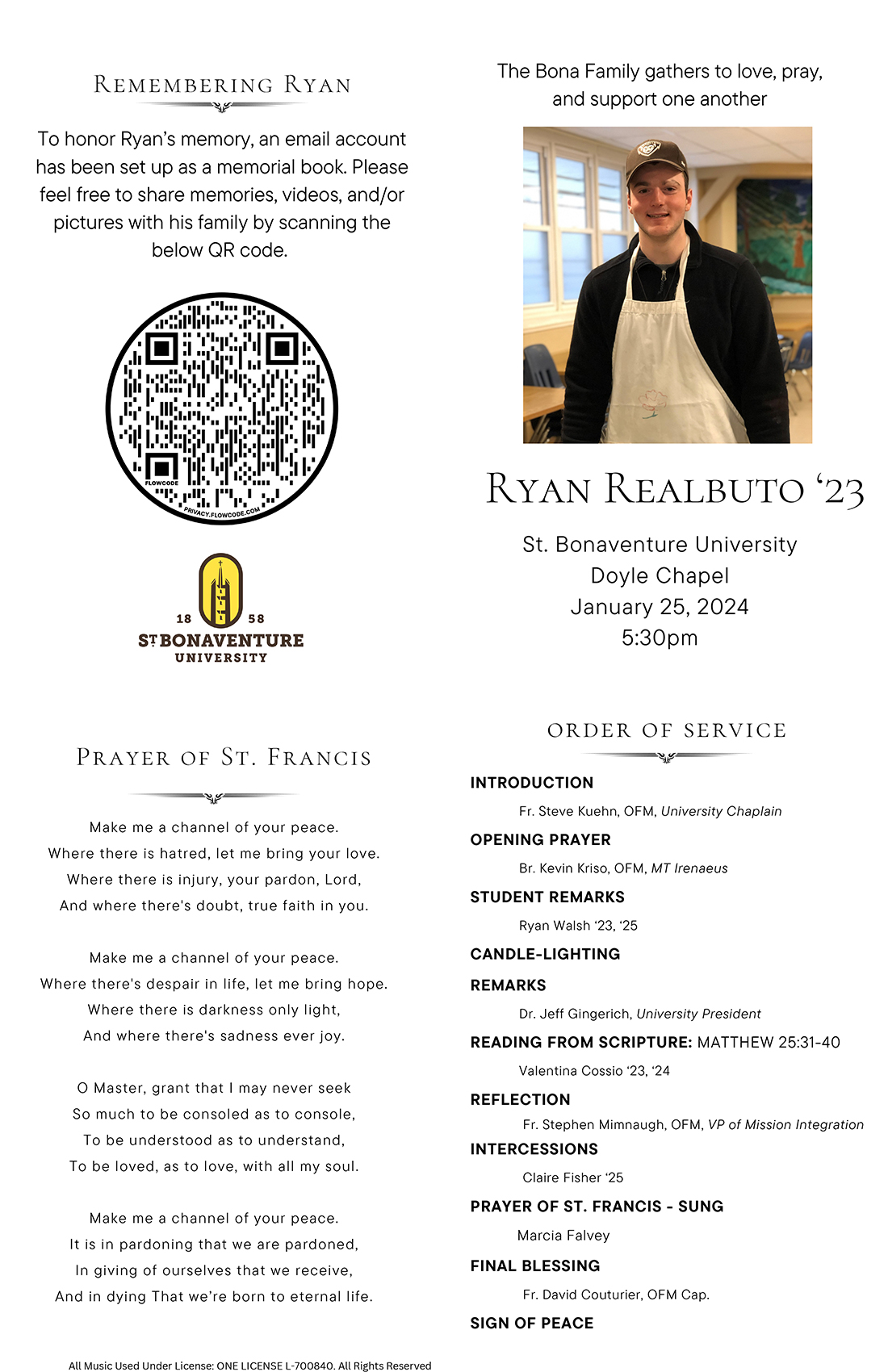 Ryan Realbuto vigil program