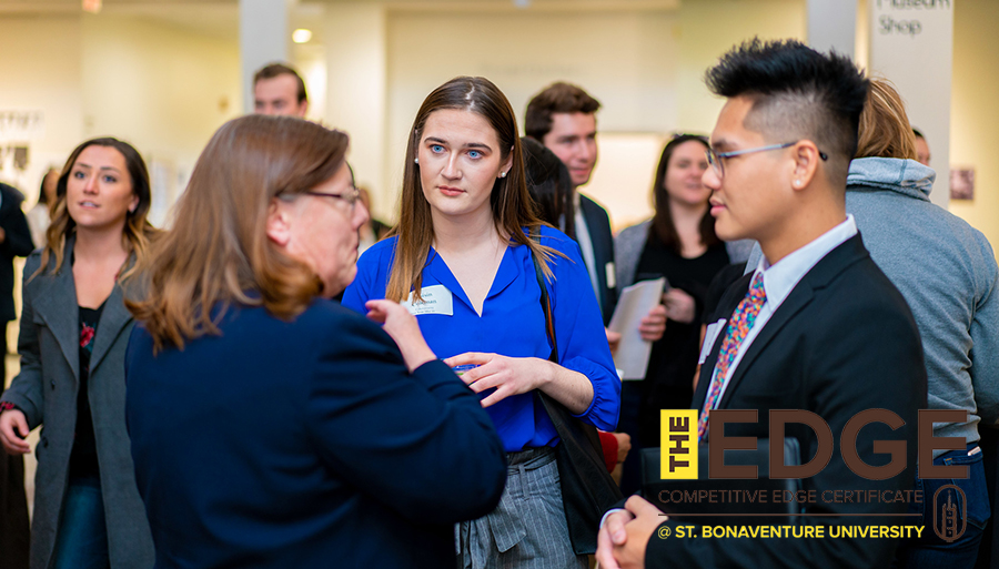 Students and alumni chat at Bonnies4Bonnies.