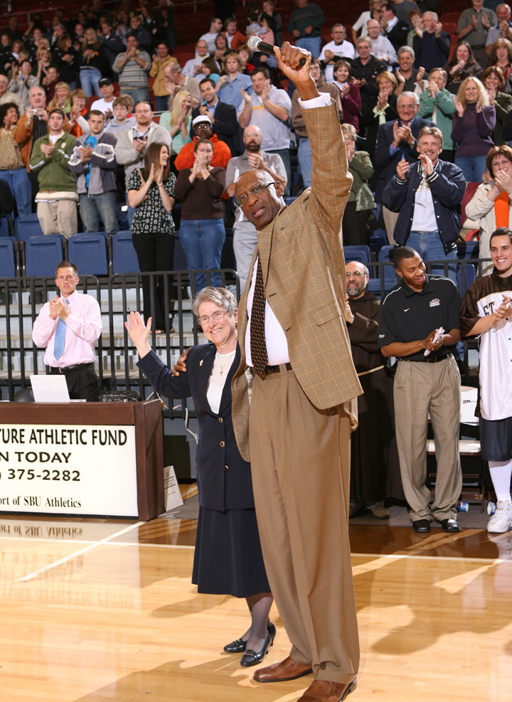 Lanier with Sr. Margaret Carney at 2007 floor dedication