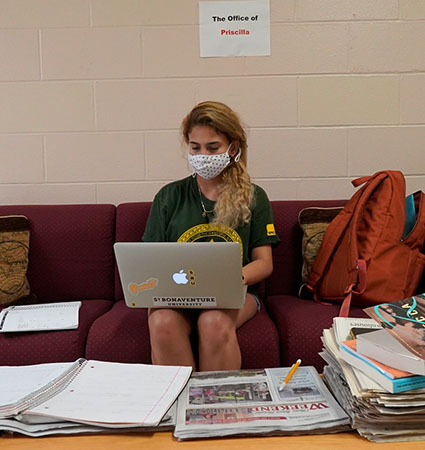 Priscilla Contreras at her honorary “office” in the Jandoli School.