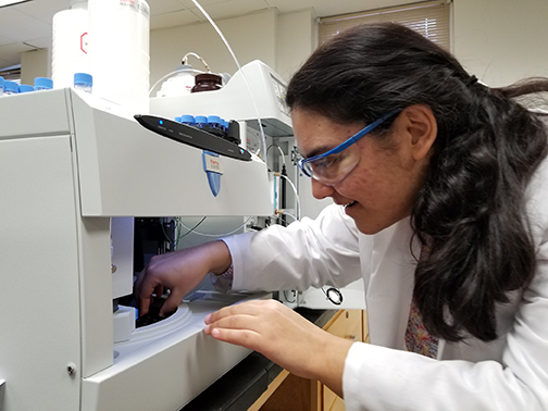 Tanya Gupta uses an Ion Chromatograph