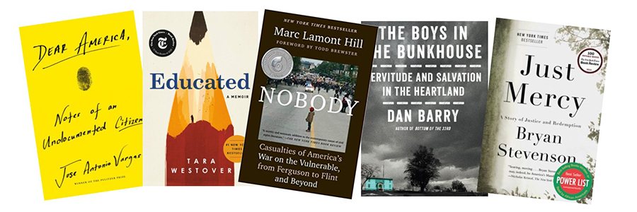 Covers of books read in the All Bona Reads program